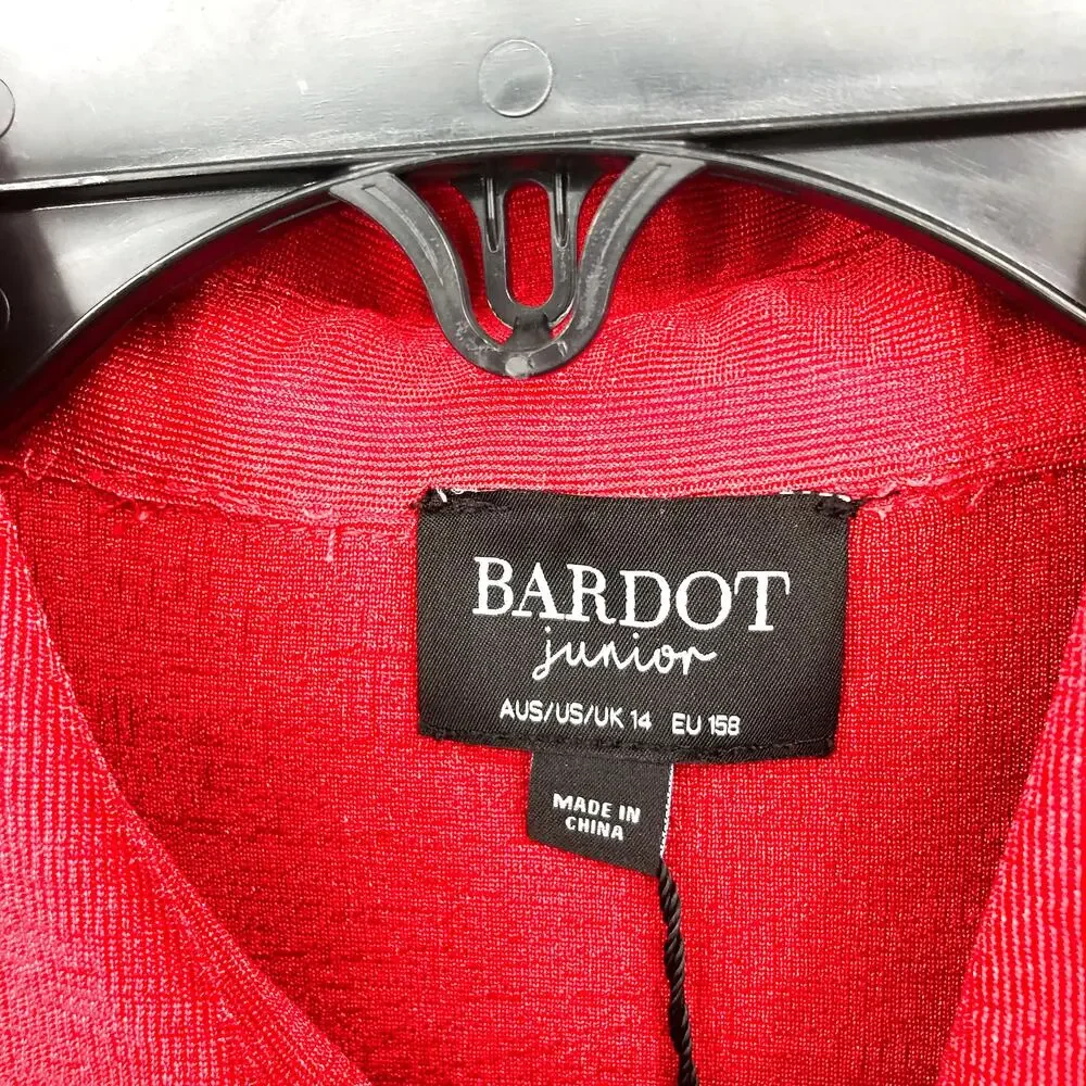 BARDOT JUNIOR Girl's Krista Mini Shirt Dress Size 14 Fire Red Long Sleeves NWT